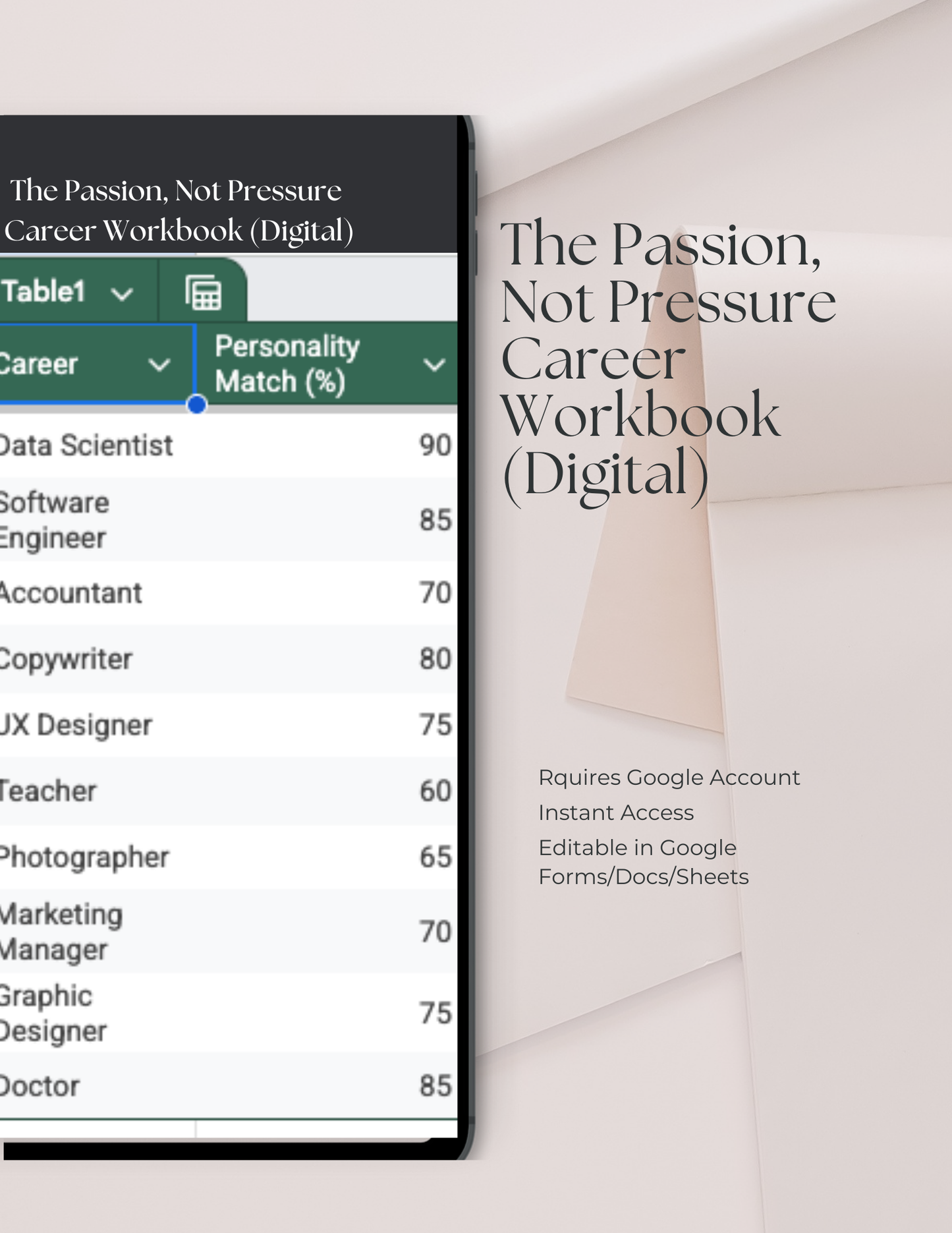 The Passion, Not Pressure Career Workbook (Digital)
