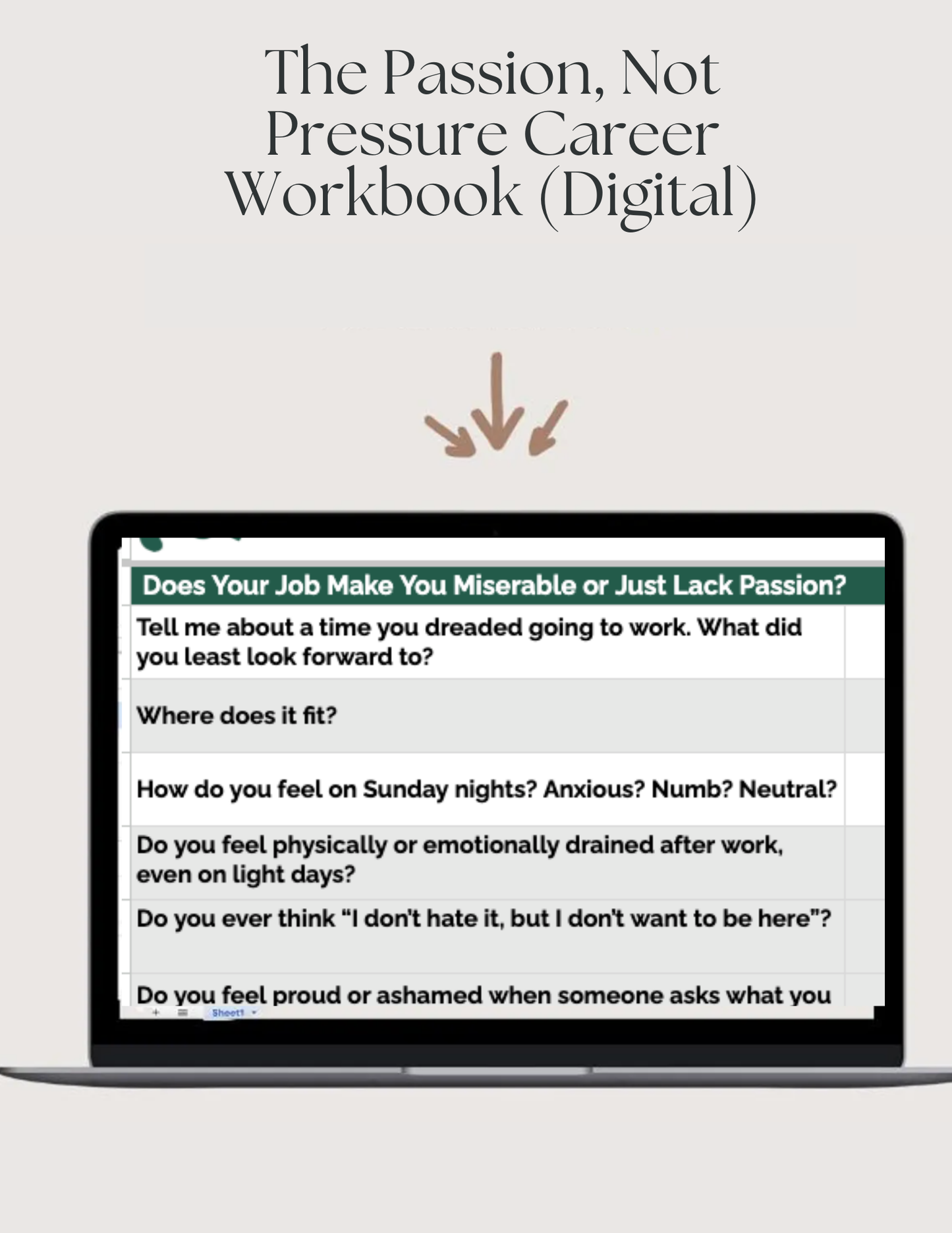 The Passion, Not Pressure Career Workbook (Digital)
